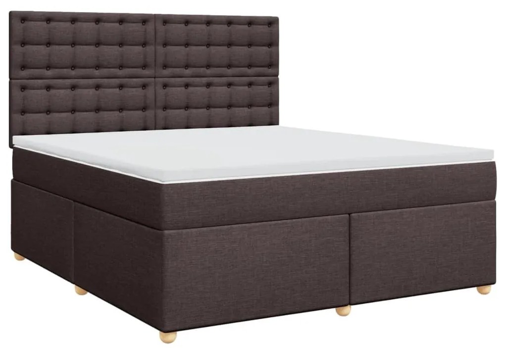 Κρεβάτι Boxspring με Στρώμα Σκούρο Καφέ 180x200 εκ Υφασμάτινο - Καφέ