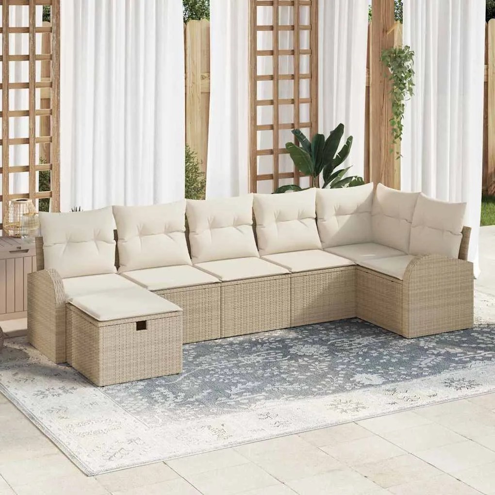 vidaXL Σετ Καναπέ Κήπου 7 pcs μπεζ και κρεμ 289 x 124 x 85 εκ.