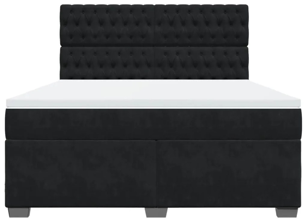 Κρεβάτι Boxspring με Στρώμα Μαύρο 180x200 εκ. Βελούδινο - Μαύρο