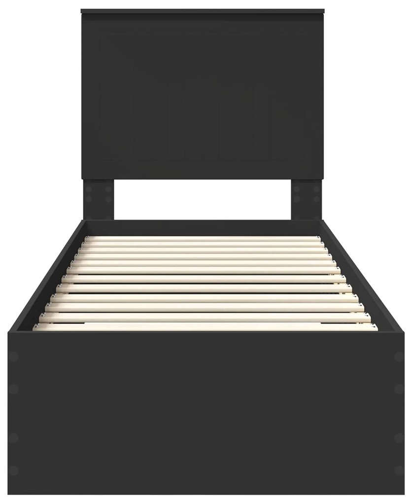 vidaXL Σκελετός Κρεβατιού με κεφαλάρι Μαύρο και Ασημί 75 x 190 cm