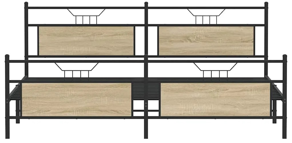 vidaXL Σκελετός Κρεβ. Χωρίς Στρώμα Sonoma Δρυς 200x200 εκ. Μεταλλικό