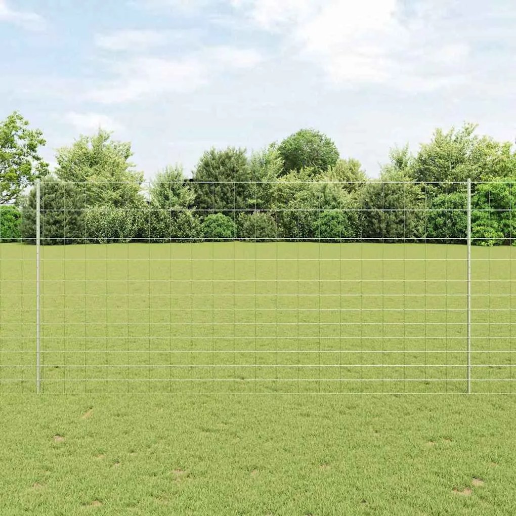 vidaXL Φράχτης με Στήλες. Ασημί 1.5 x 25 m Ατσάλι
