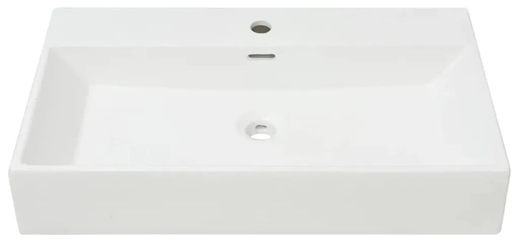 Νιπτήρας με Οπή Βρύσης Λευκός 76 x 42,5 x 14,5 εκ. Κεραμικός - Λευκό