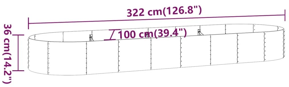 vidaXL Ζαρντινιέρα Γκρι 322x100x36 εκ. Γαλβανισμένος χάλυβας