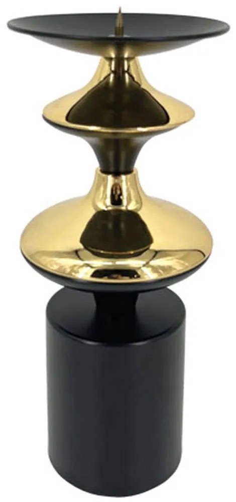 Κηροπήγιο 15-00-23952 Φ12,5x30,5cm Gold-Black Marhome Μέταλλο