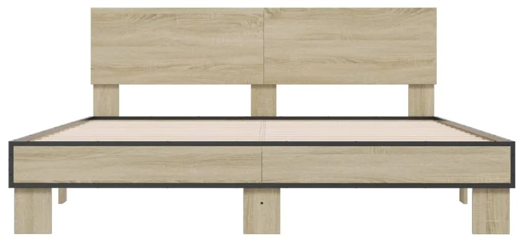 vidaXL Πλαίσιο Κρεβατιού Sonoma Δρυς 150x200 εκ. Επεξ. Ξύλο & Μέταλλο