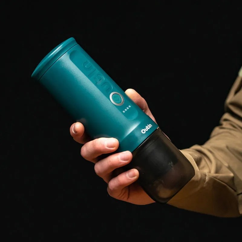 Φορητή μηχανή εσπρέσο Outin Nano Teal, 12/24 V, 7500mAh, 20bar, 80 ml, φόρτιση USB, Αλεσμένο + κάψουλες, Τυρκουάζ