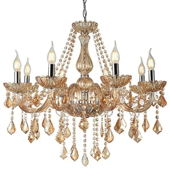 Artekko Chandelier Πολυέλαιος 8φωτος Μελί Κρύσταλλο (70x70x70)cm