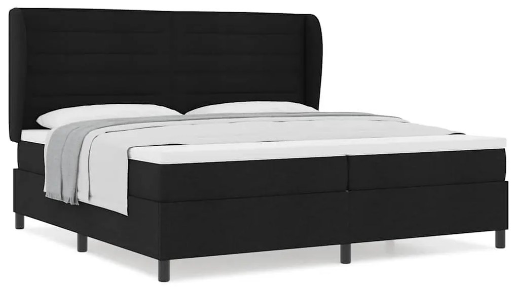 vidaXL Κρεβάτι με ελατήρια με στρώμα Μαύρο 200 x 200 cm ύφασμα