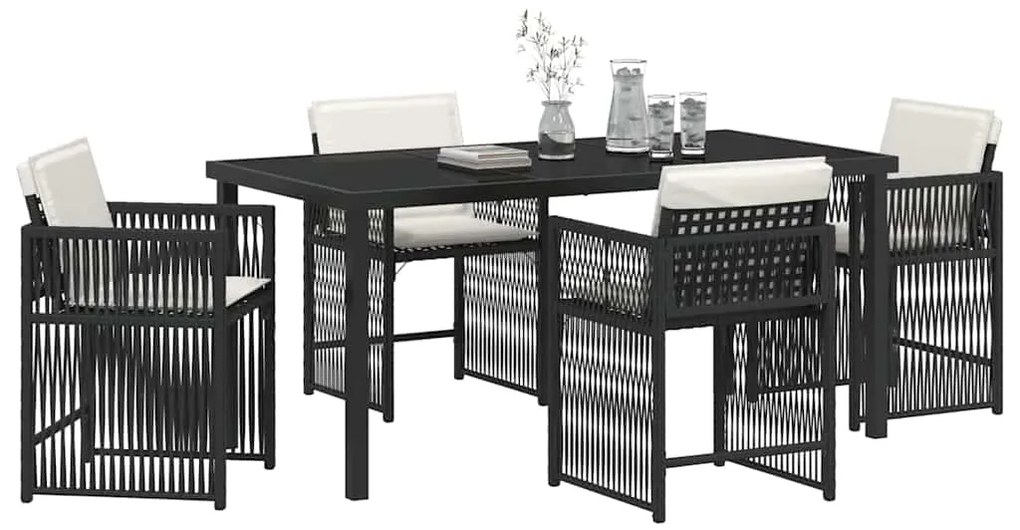 vidaXL Σέτ φαγητού για κήπο 5 pcs Μαύρο συνθετικό ρατάν