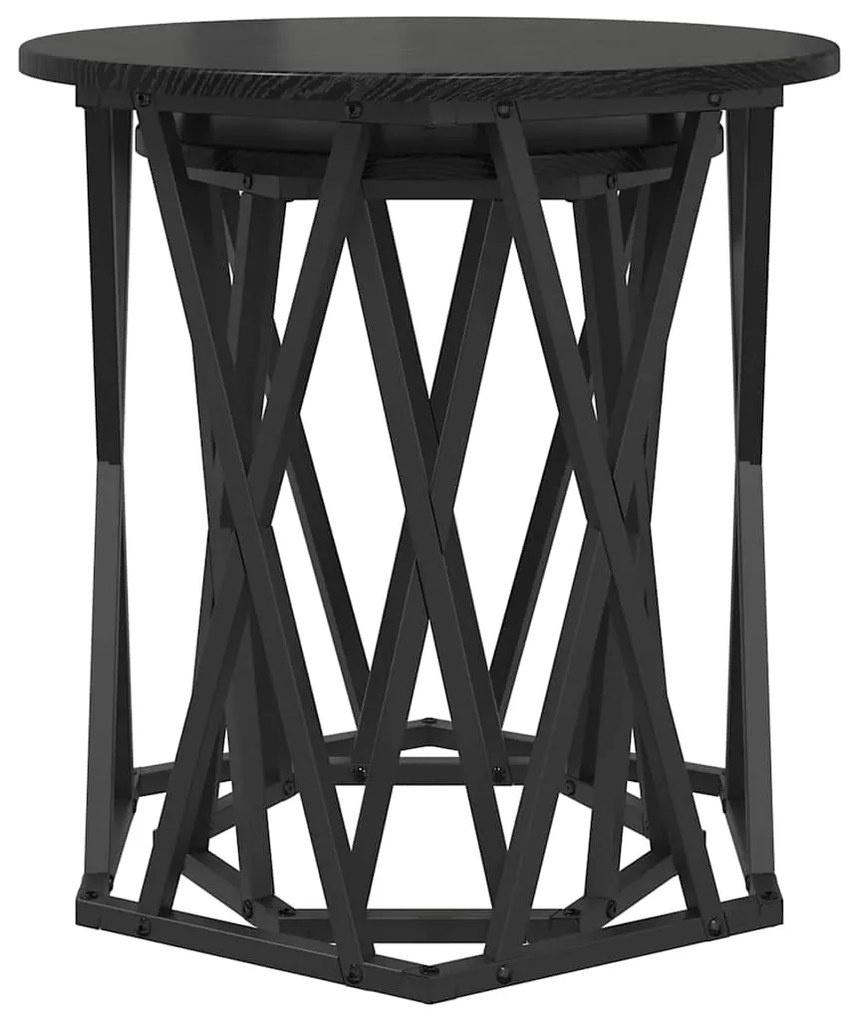 vidaXL Τραπεζάκι σαλονιού 2 pcs Μαύρη Οξυά Μηχανισμένο ξύλο και ατσάλι