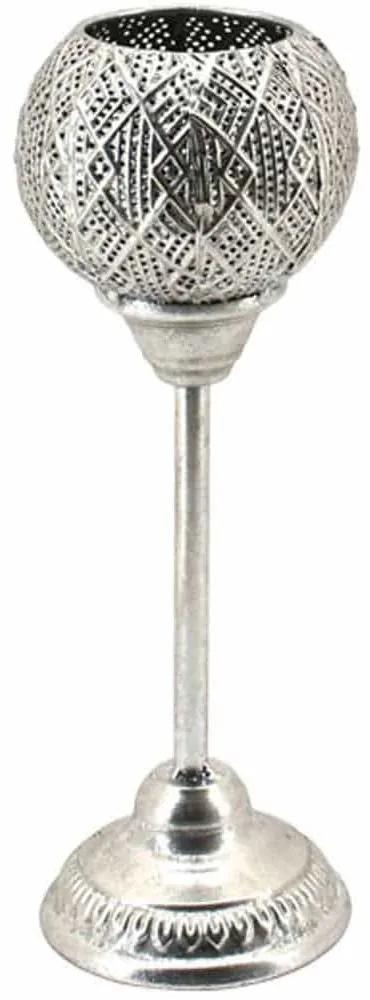 Κηροπήγιο Δισκοπότηρο Τρυπητό 15-00-22436 Φ12x34,5cm Silver Marhome Μέταλλο