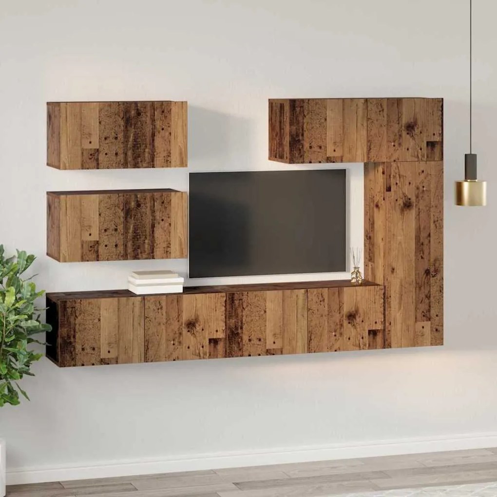 vidaXL Σετ επίπλου τηλεόρασης 6 pcs Παλαιό ξύλο 30.5 x 30 x 90 cm