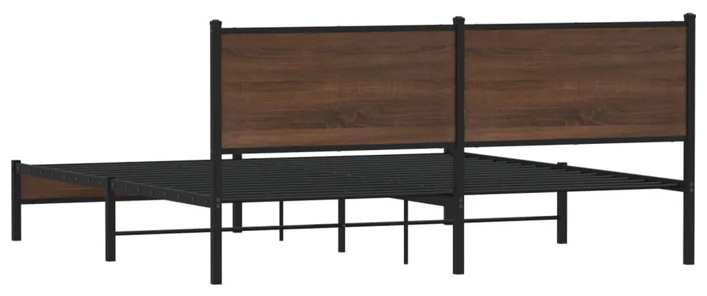 vidaXL Σκελετός Κρεβ. Χωρίς Στρώμα Καφέ Δρυς 183x213 εκ. Μεταλλικό