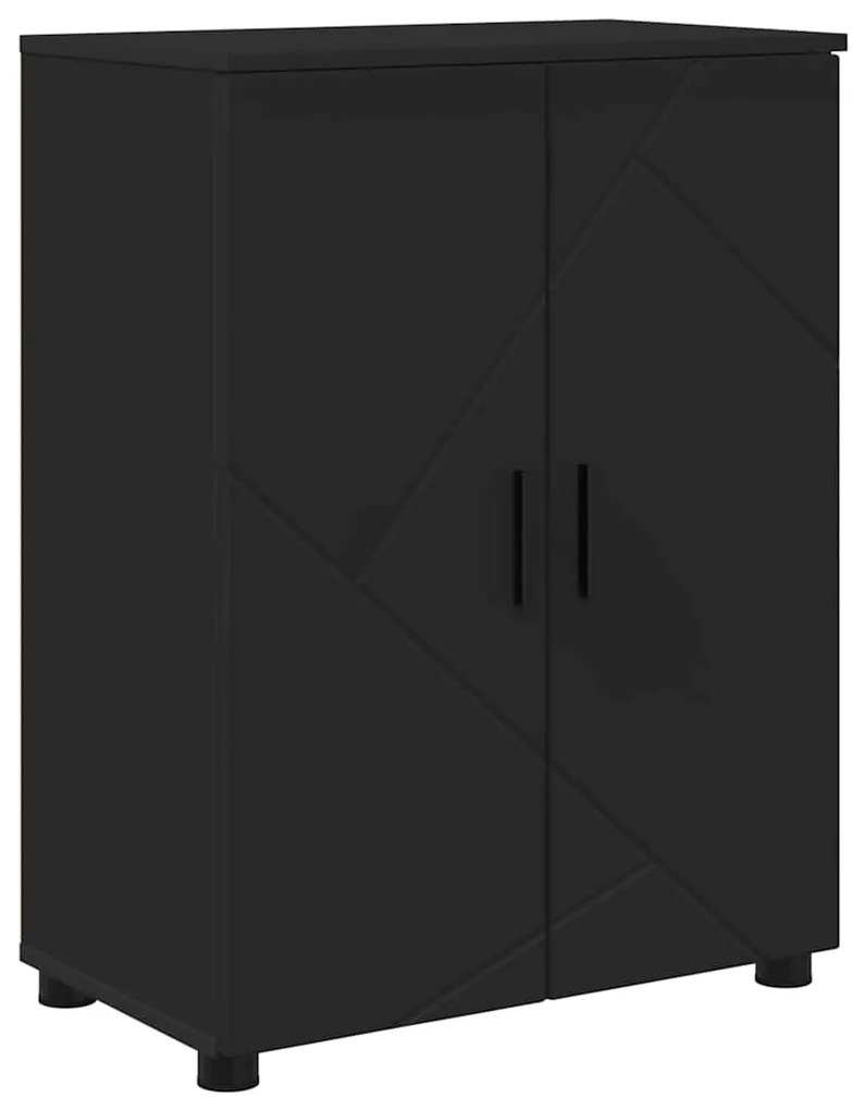 vidaXL Ντουλάπι Μπάνιου με αποθήκευση με πόρτα Μαύρο 60 x 35 x 80 εκ