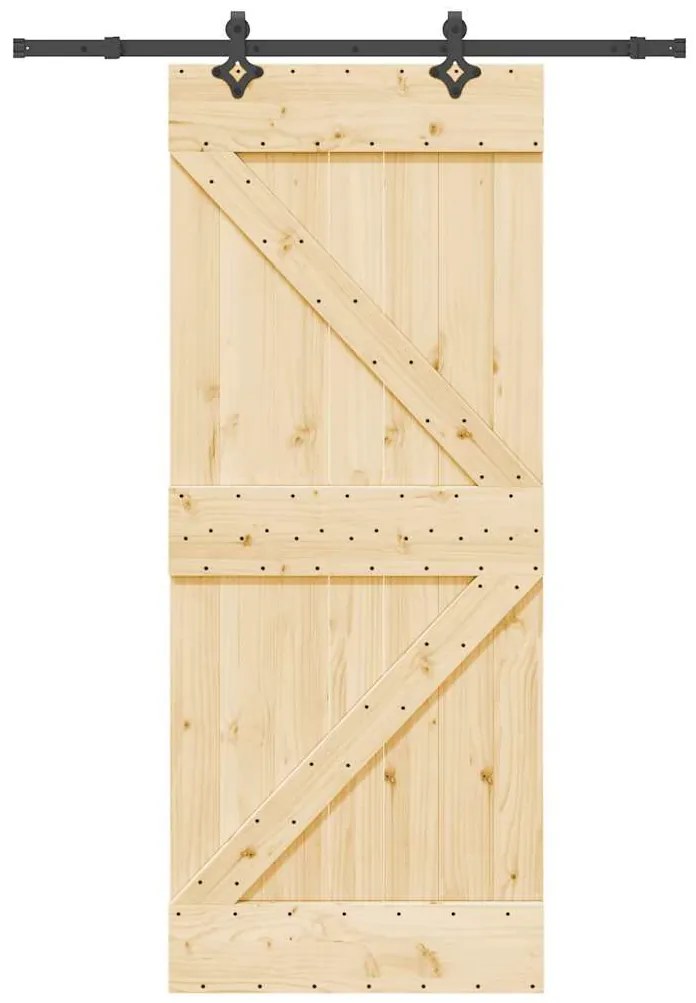 vidaXL Συρόμενη Μεσόπορτα με Μηχανισμό 85 x 210 εκ. Μασίφ Ξύλο Πεύκου