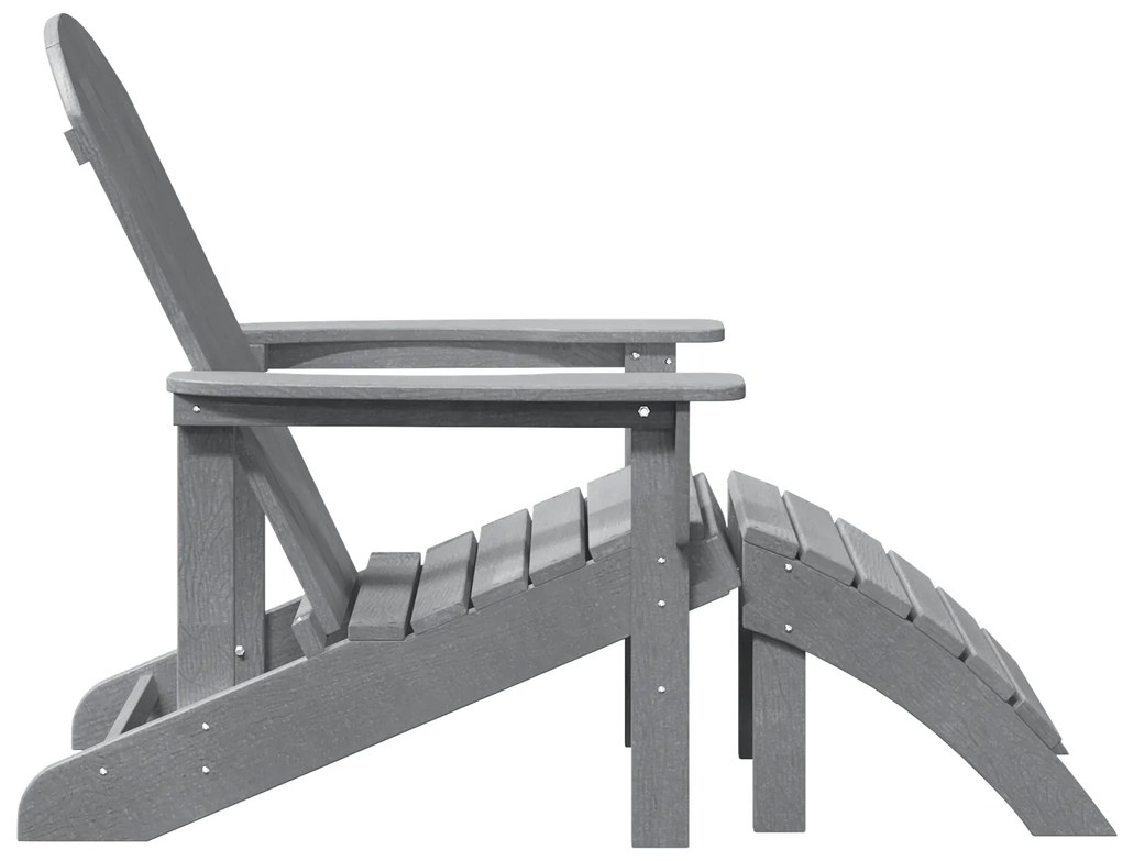 vidaXL Καρέκλα Adirondack με Υποπόδιο Ανοιχτό Γκρι HDPE