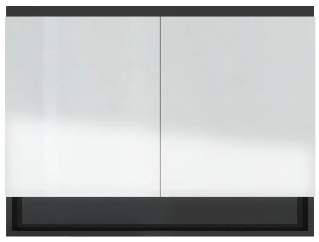 vidaXL Ντουλάπι Μπάνιου με Καθρέφτη 80x15x60 εκ. Λαμπερό Μαύρο από MDF