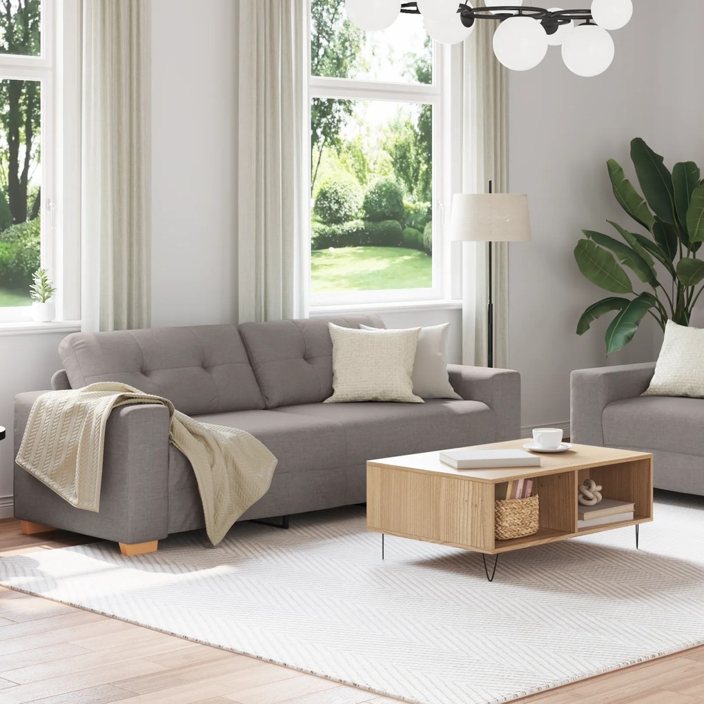vidaXL Σετ Καναπέ με μαξιλάρι 2 pcs Taupe 221 x 78 x 80 εκ Ύφασμα