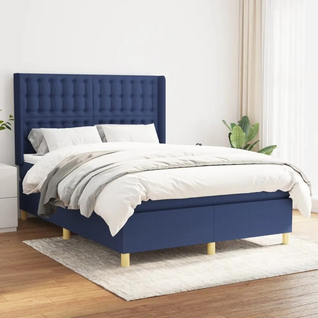 ΚΡΕΒΑΤΙ BOXSPRING ΜΕ ΣΤΡΩΜΑ ΜΠΛΕ 140X200 ΕΚ. ΥΦΑΣΜΑΤΙΝΟ 3132319