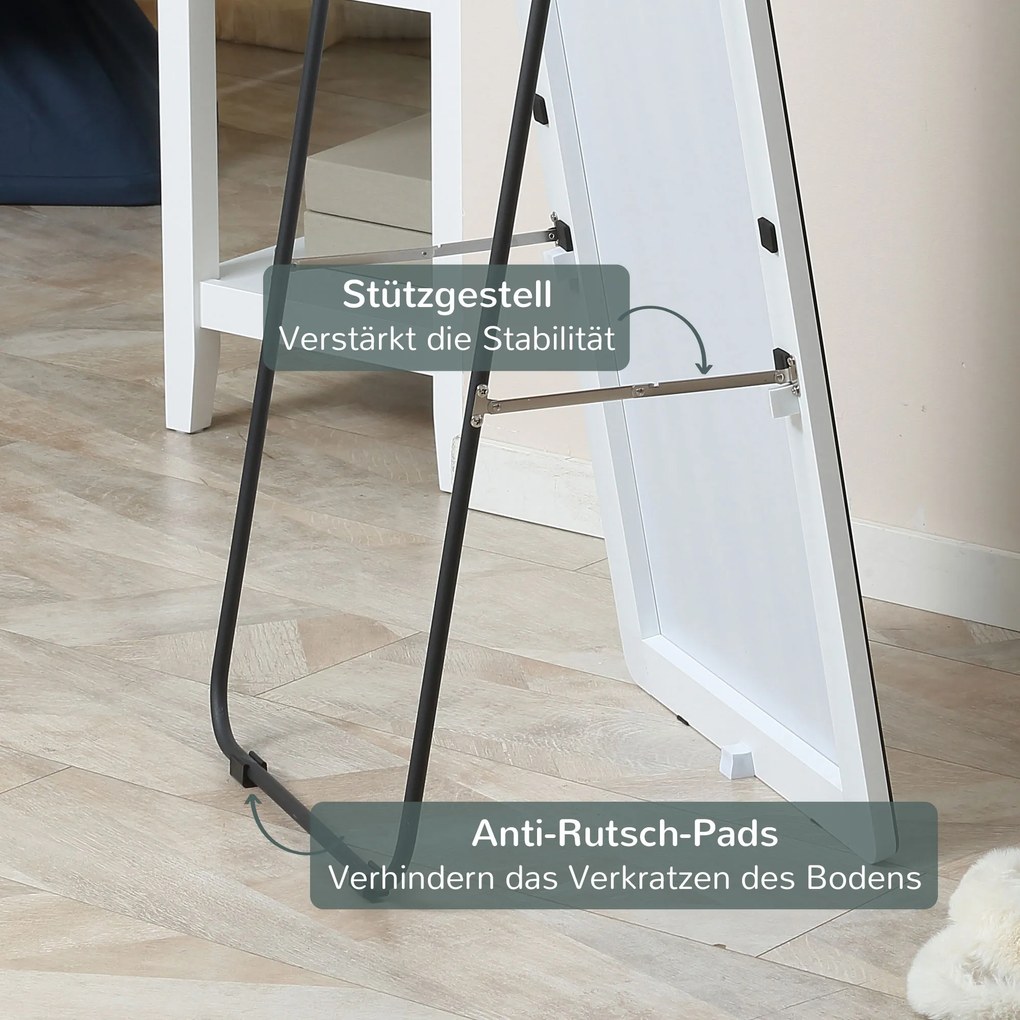 HOMCOM Επιδαπέδιος Καθρέφτης Τοίχου Ολόσωμος Καθρέφτης, Αλουμίνιο, 45 cm x 37 cm x 158,5 cm, Ασημί