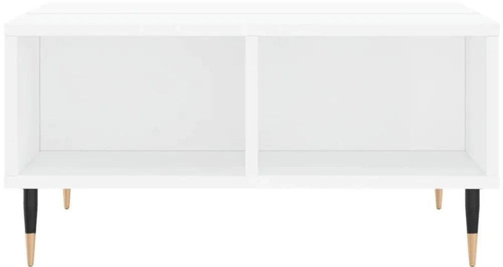 Τραπεζάκι Σαλονιού Γυαλ. Λευκό 60x60x30 εκ. Επεξεργασμένο Ξύλο - Λευκό