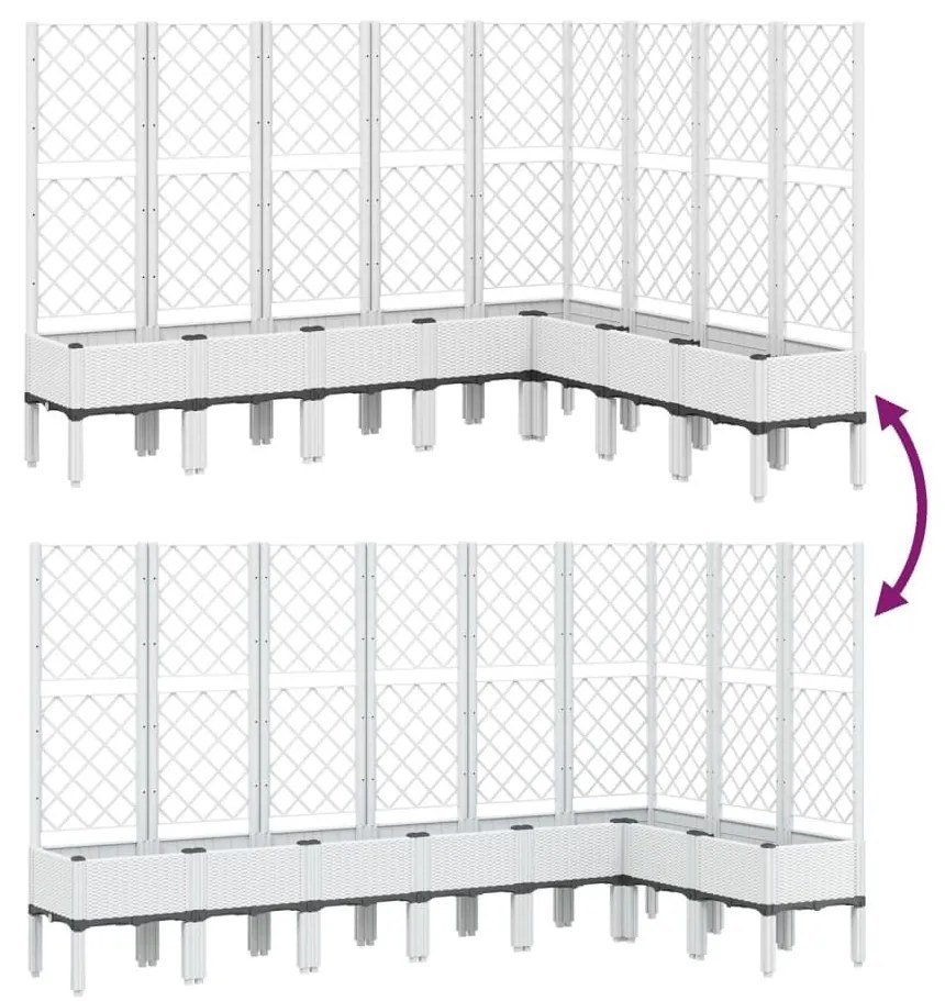 Ζαρντινιέρα Κήπου με Καφασωτό Λευκή 200x160x142 εκ. Πολυπροπ. - Λευκό