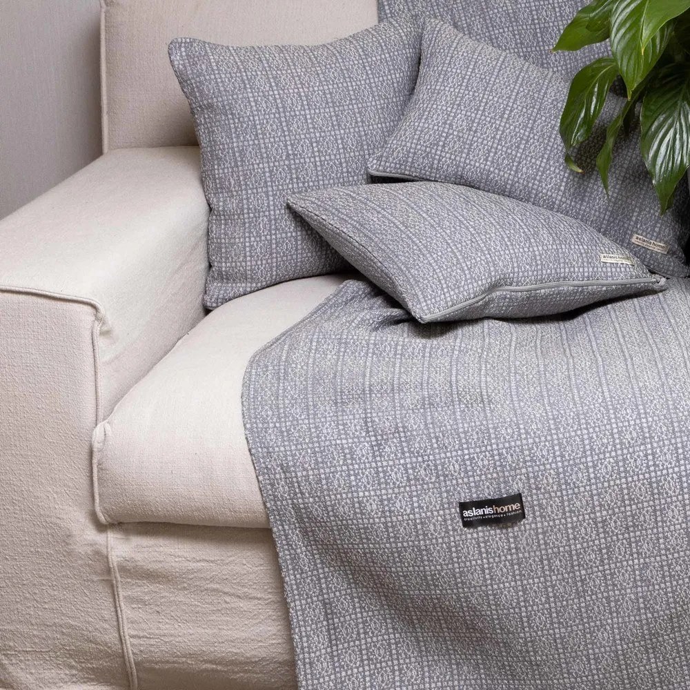 Ριχτάρι Onia Grey-Silver Aslanis Home Διθέσιο 180x250cm Βαμβάκι-Polycotton