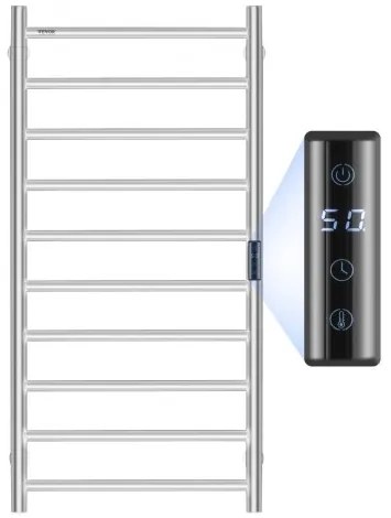 VEVOR 10 Bars Towel Warmer Rack Wall Mounted Heated Towel Rack Bathroom Silver