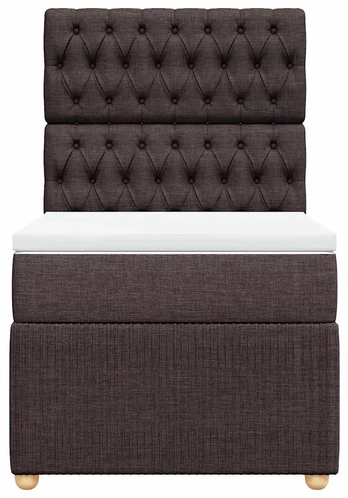 vidaXL Κρεβάτι Boxspring με Στρώμα Σκούρο Καφέ 90x190 εκ. Υφασμάτινο