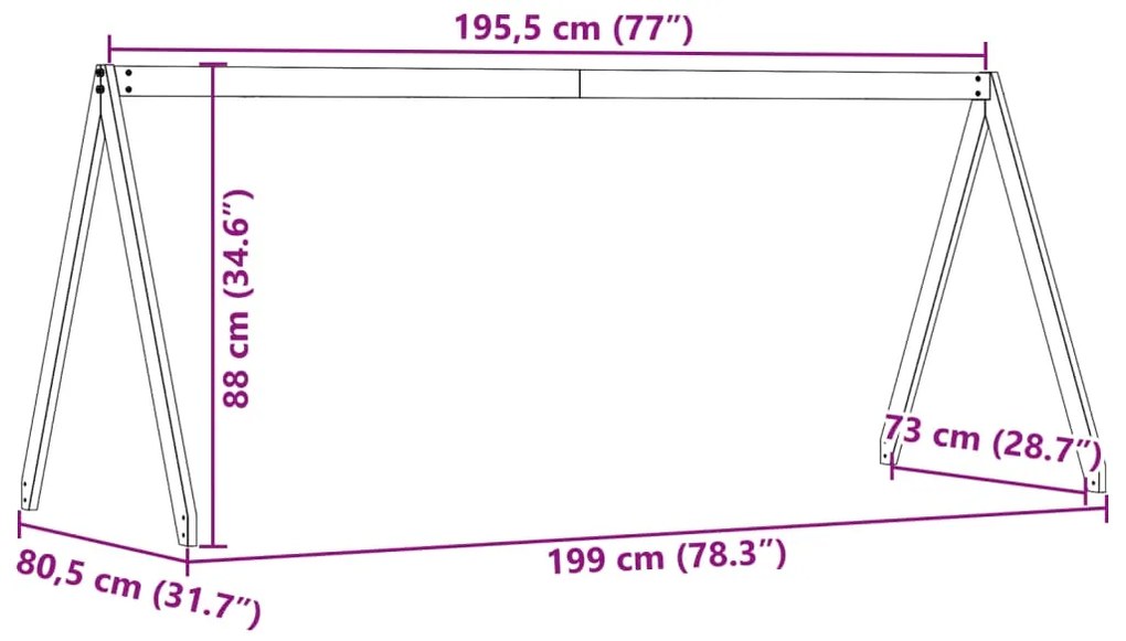 ΟΡΟΦΗ ΚΡΕΒΑΤΙΟΥ ΠΑΙΔΙΚΗ 199X80,5X88 ΕΚ. ΑΠΟ ΜΑΣΙΦ ΞΥΛΟ ΠΕΥΚΟΥ 846955