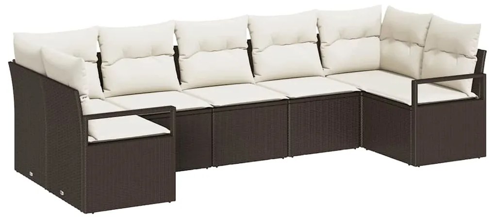 vidaXL Σετ Καναπέ Κήπου 7 pcs Καφέ Πολυ ράταν