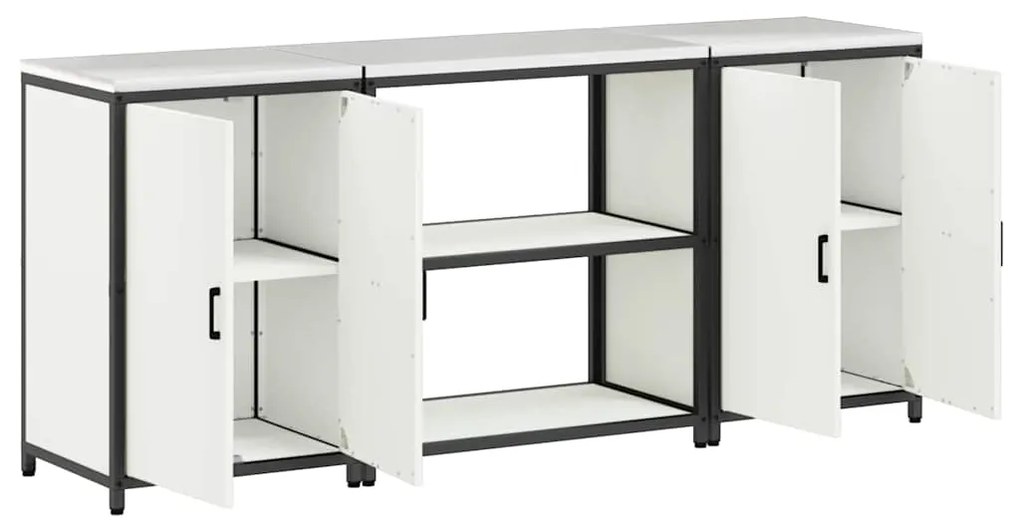 vidaXL Σετ Αποθήκευσης Κουζίνας 3 pcs Λευκό Ψυχρής έλασης χάλυβας