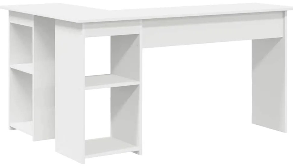 vidaXL Γραφείο με ράφι Λευκό 142 x 102 x 73 εκ Επεξεργασμένο ξύλο