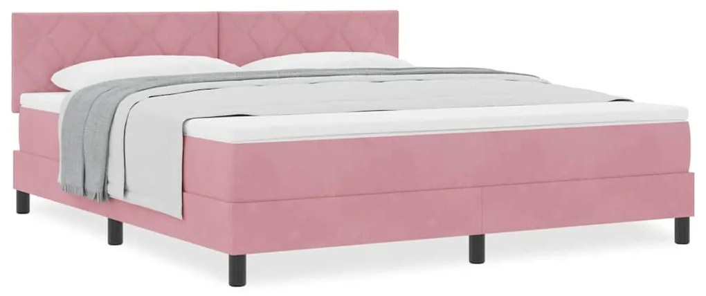 vidaXL Κρεβάτι με Ελατήρια και Στρώμα Ροζ 180 x 200 cm ύφασμα