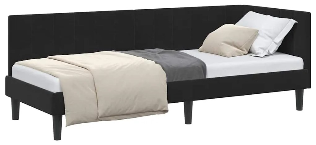 vidaXL Κρεβάτι Γωνίας με κεφαλάρι Μαύρο 80 x 200 cm Βελούδο