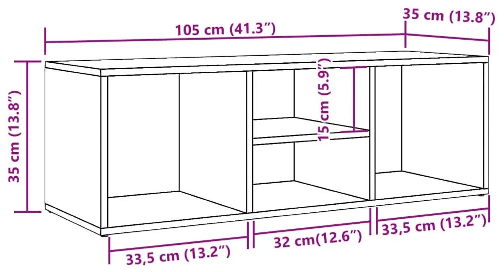 Πάγκος Αποθήκ. Παπουτσιών Αρτισιανή Δρυς 105x35x35εκ Επεξ. Ξύλο - Καφέ