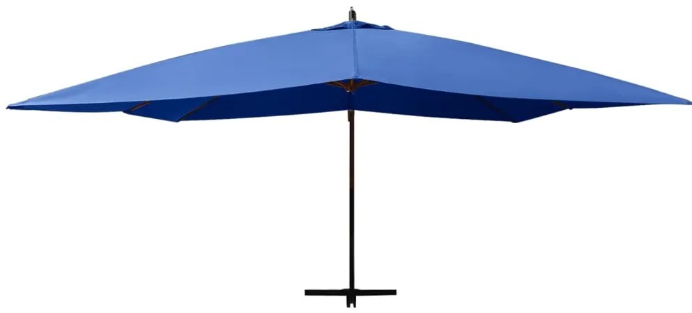 vidaXL Ομπρέλα Κρεμαστή Αζούρ Μπλε 400 x 300 εκ. με Ξύλινο Ιστό