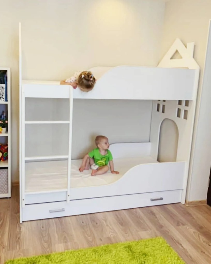 Παιδική Κουκέτα  με  Συρτάρι House  White + Oak  80x180cm  BC50026 BabyCute (Δώρο τα Στρώματα)