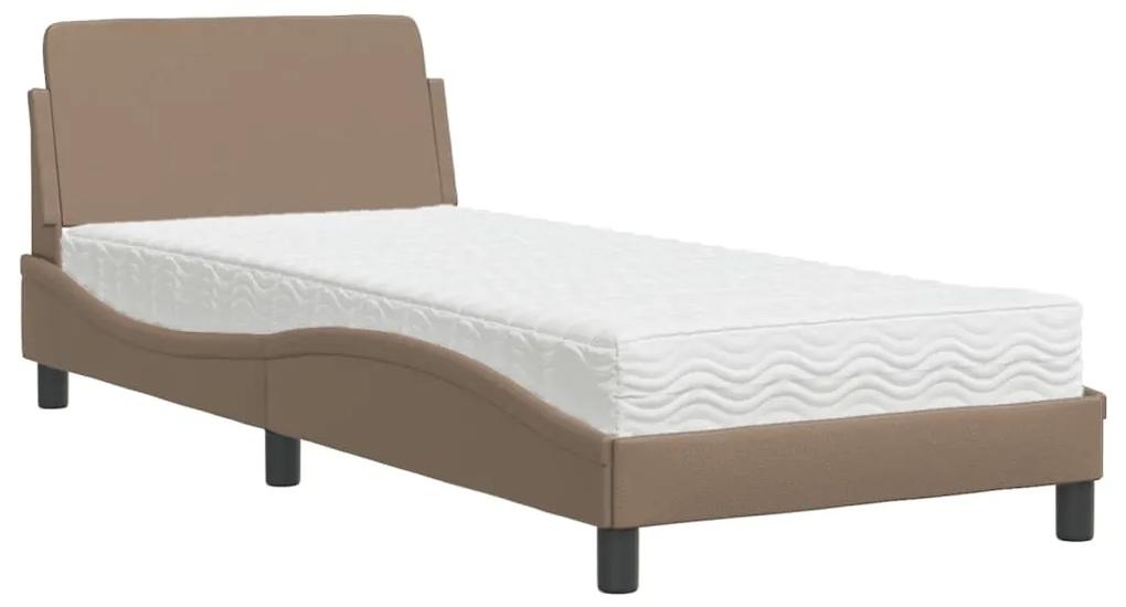 vidaXL Κρεβάτι με Στρώμα Καπουτσίνο 90x190 εκ. από Συνθετικό. Δέρμα