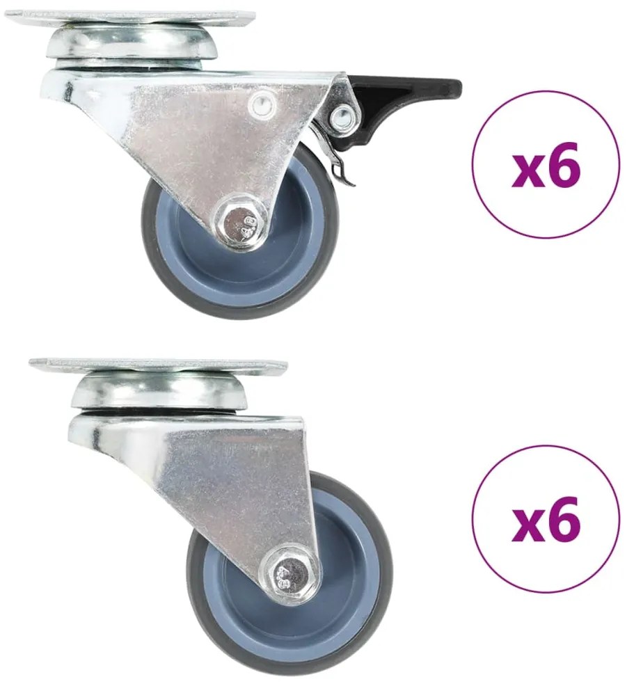 vidaXL Ρόδες Περιστρεφόμενες Διπλές 12 τεμ. 50 χιλ.