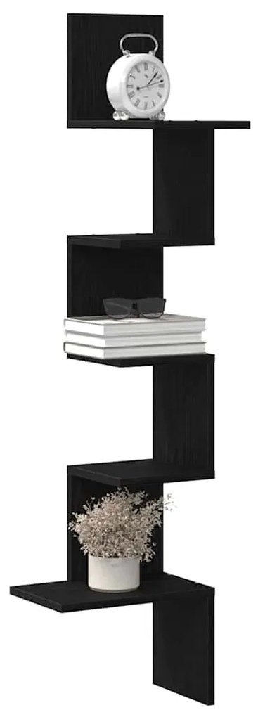 vidaXL Γωνιακό ράφι τοίχου  Μαύρο 32x32x127,5 cm Κατασκευασμένο ξύλο