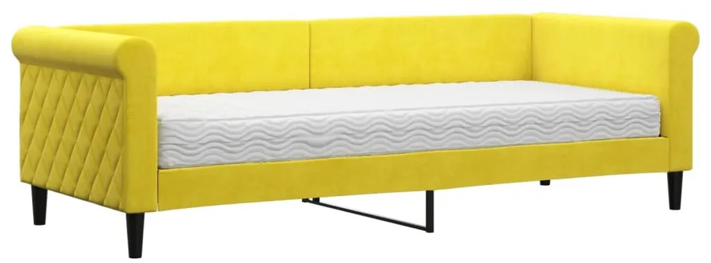 vidaXL Καναπές Κρεβάτι με Στρώμα Κίτρινο 80 x 200 εκ. Βελούδινος