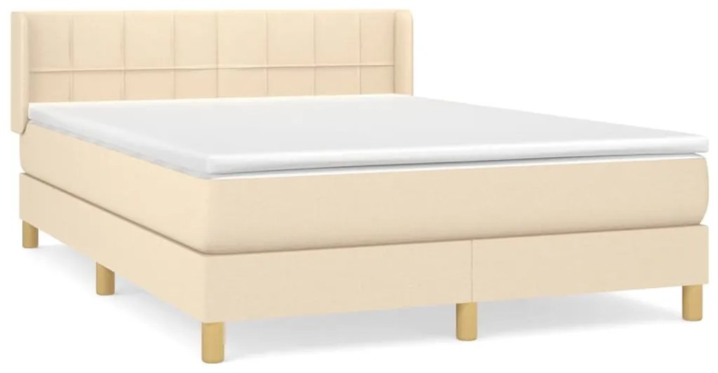 Κρεβάτι Boxspring με Στρώμα Κρεμ 140x200 εκ. Υφασμάτινο - Κρεμ