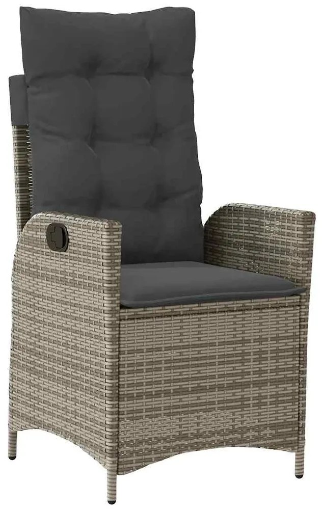 vidaXL Σέτ φαγητού για κήπο με μαξιλάρι 9 pcs Γκρι συνθετικό ρατάν