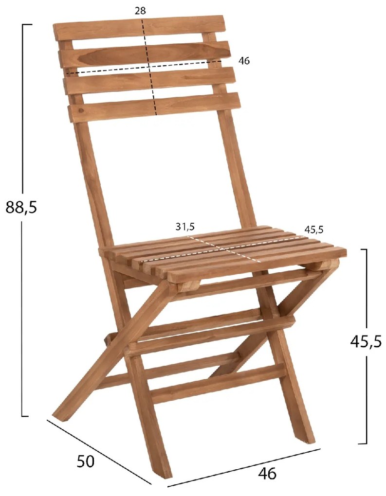 ΣΕΤ 3ΤΜΧ ΕΞΩΤ.ΧΩΡΟΥ ΠΤΥΣΣΟΜΕΝΟ KENDYR HM9907 ΜΑΣΙΦ TEAK ΞΥΛΟ-ΦΥΣΙΚΟ 46x50x88,5Υ