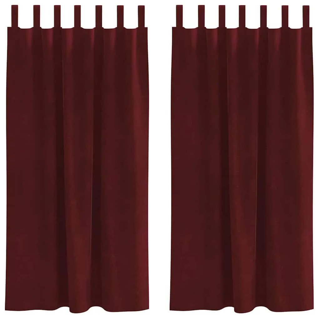 vidaXL Κουρτίνες με κουρτίνες 2 pcs Μπορντό 140 x 175 cm Βελούδο
