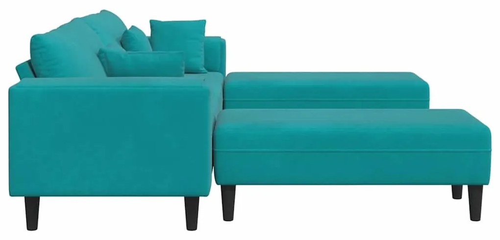 vidaXL Καναπές με μαξιλάρι 3 pcs Τιρκουάζ Βελούδο