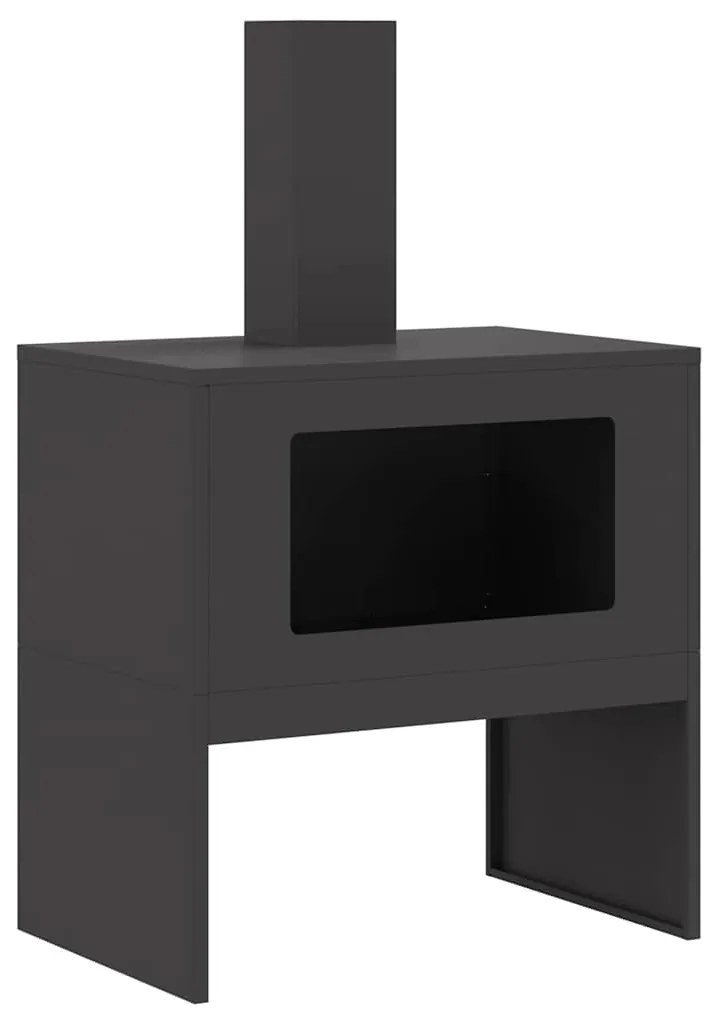 vidaXL Φούρνος με Καμινάδα Μαύρος 60x40x96 εκ Ατσάλι