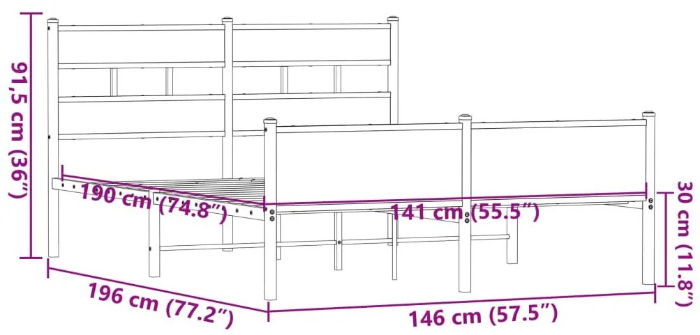 Πλαίσιο κρεβατιού χωρίς στρώμα καφέ δρυς 140x190 cm - Καφέ